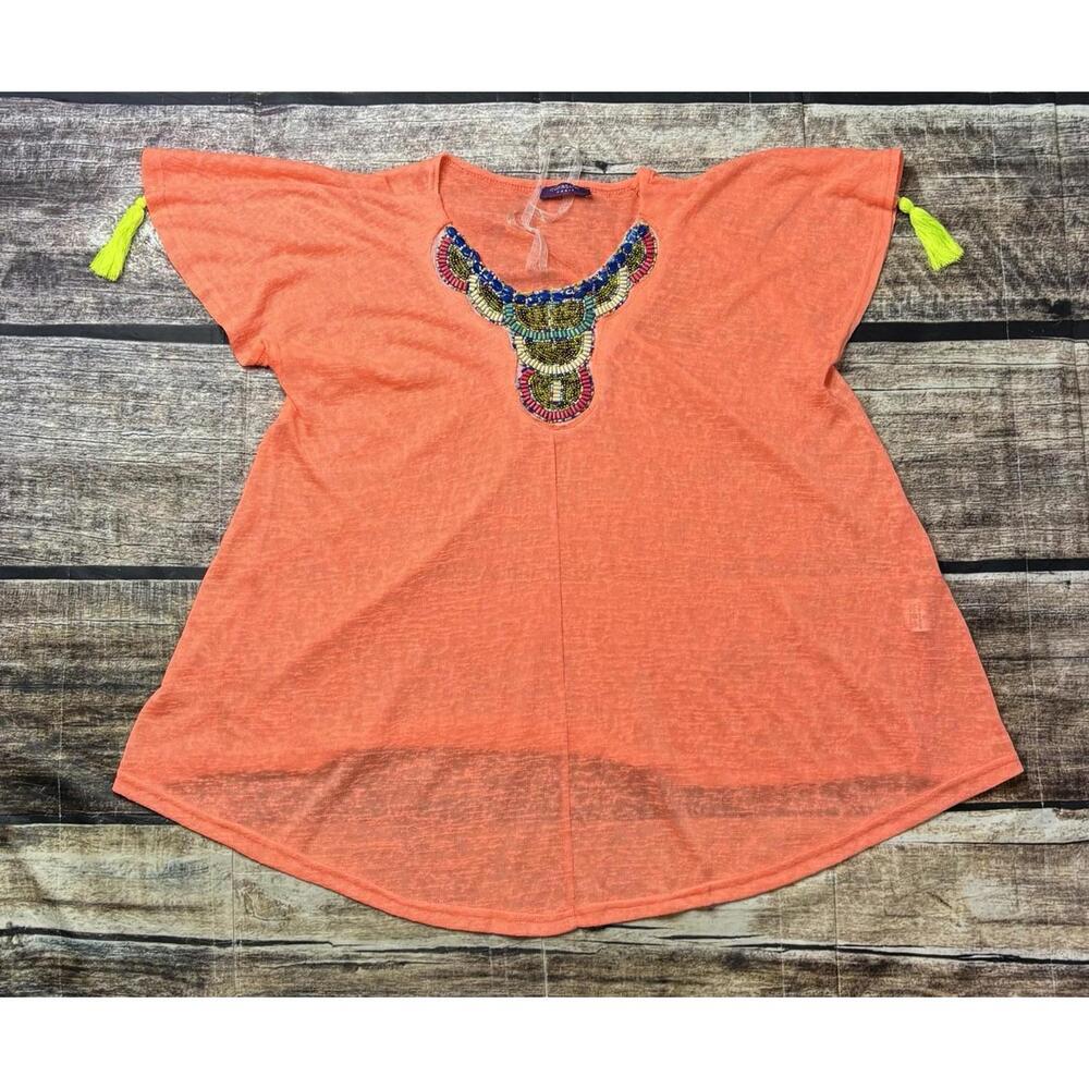 Cloanice Paris Top Women's Large Embroidered Beaded Tassle Made in France